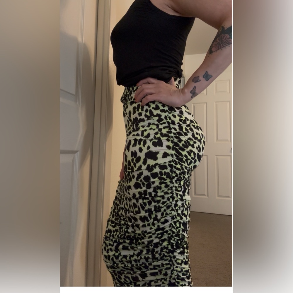 Rockabilly Leopard Print Ruched Skirt